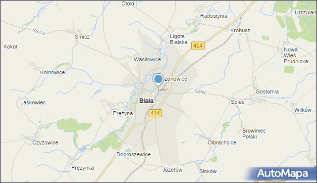 mapa Biała Prudnicka, Biała Prudnicka na mapie Targeo